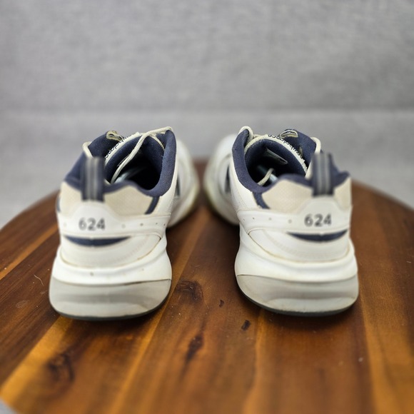 New Balance 624v2 Mens White Navy Blue Leather Training Shoes MX624WN2 Size 14 - Picture 12 of 14